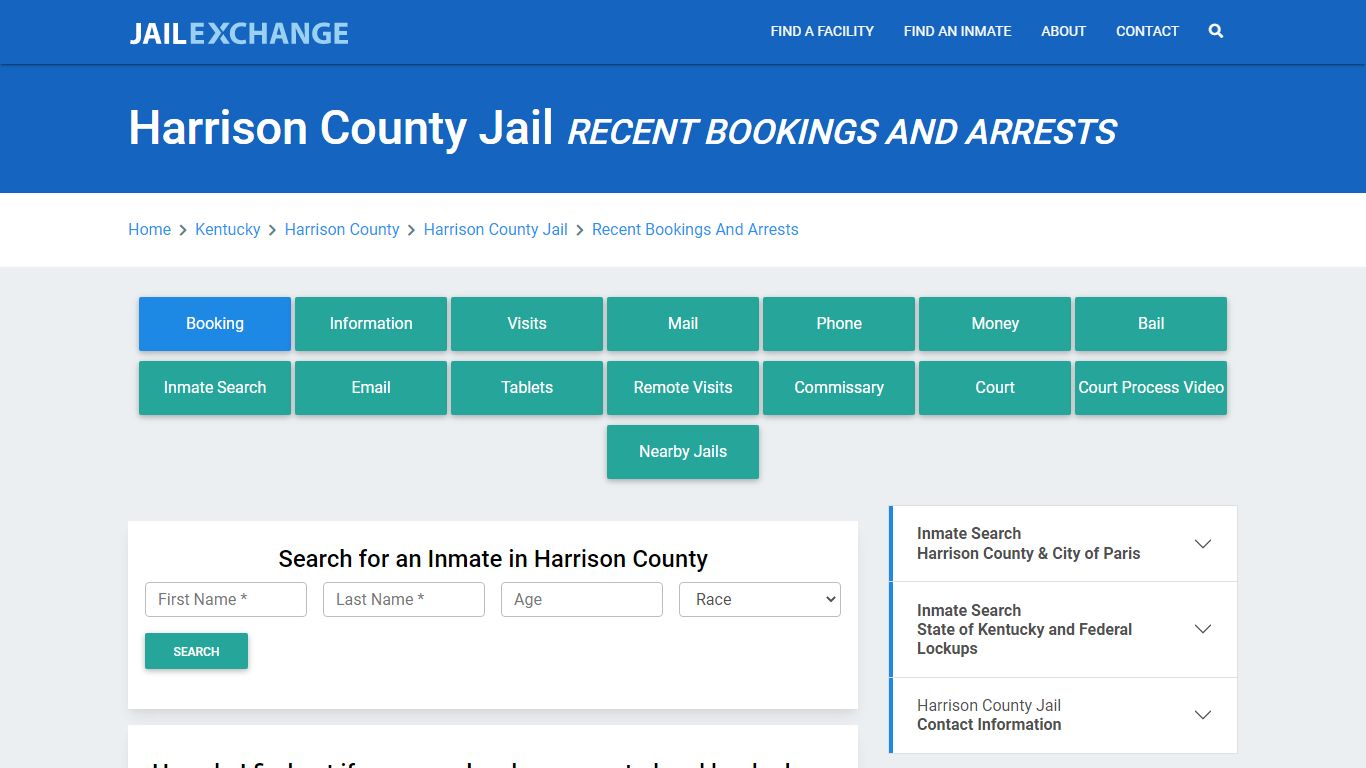 Harrison County Jail KY Recent Arrests and Bookings - Jail Exchange